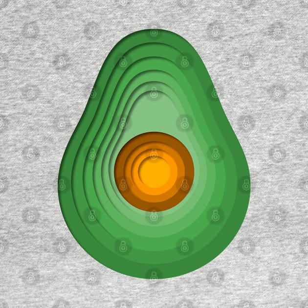 Papercut avocado flat 3D layered design by All About Nerds